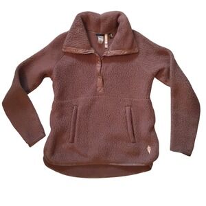 Indygena Pullover Teddy Fleece Quarter Snap Brown Size S/M Cozy‎ Cottagecore